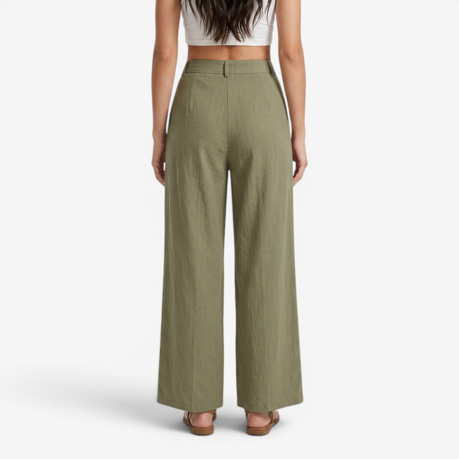 Pantalón de Lino Pierna Ancha para Mujer