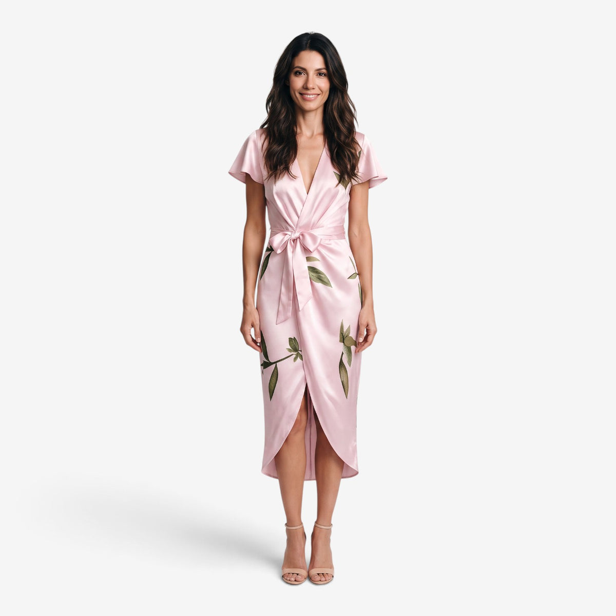 Vestido Midi Cruzado con Estampado Floral para Mujer