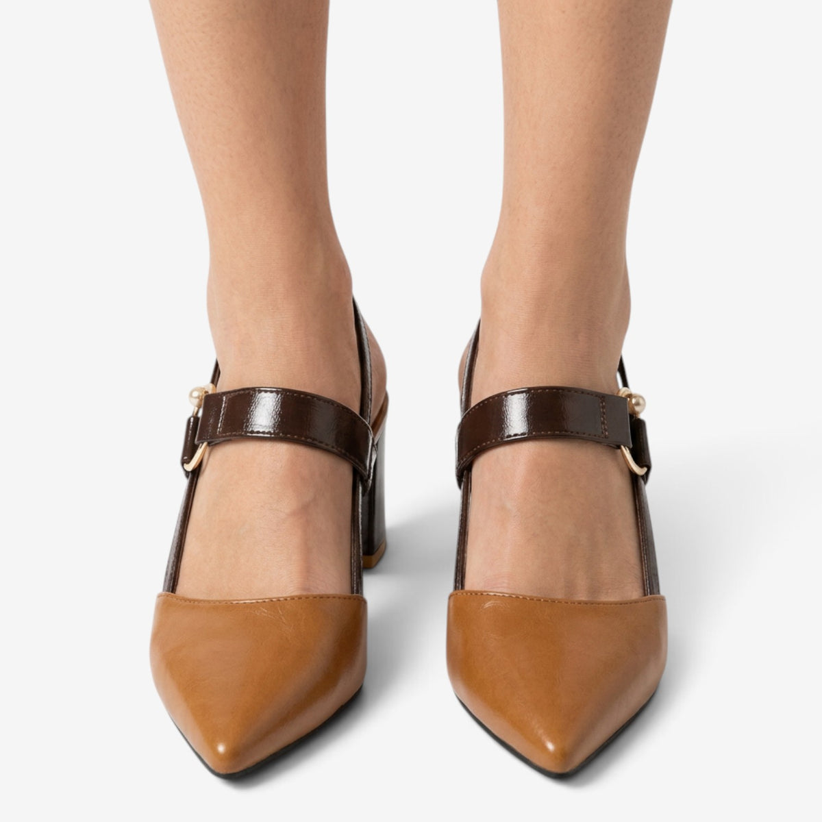 Zapatos Slingback Bicolor con Tacón para Mujer