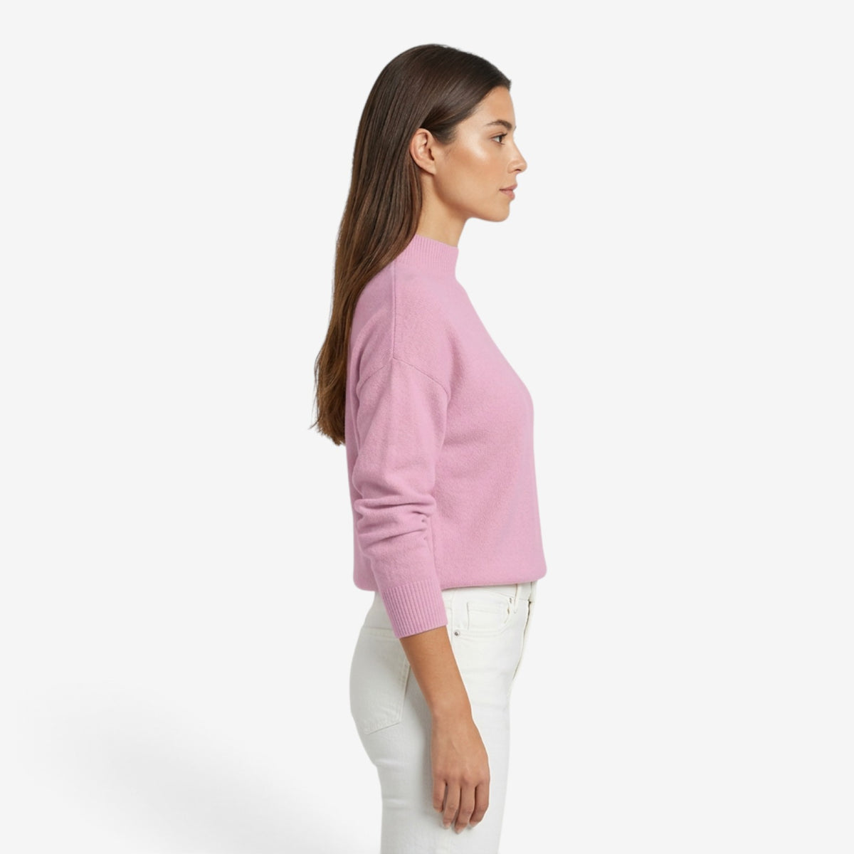 Jersey de Punto Liso con Cuello Alto para Mujer