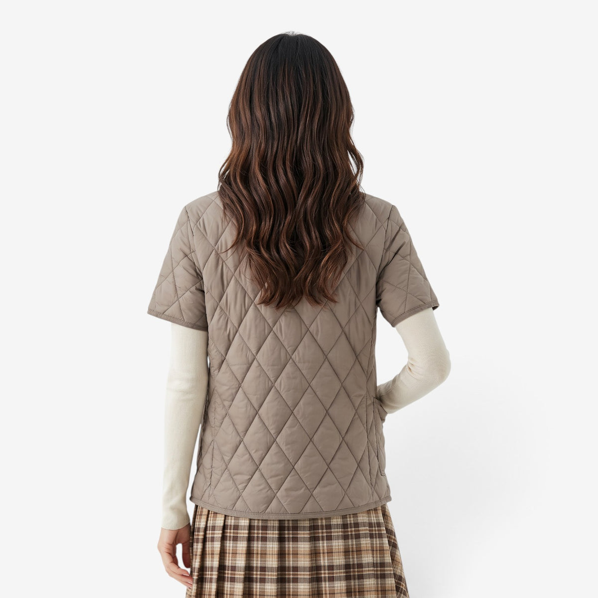Chaqueta Acolchada de Manga Corta para Mujer