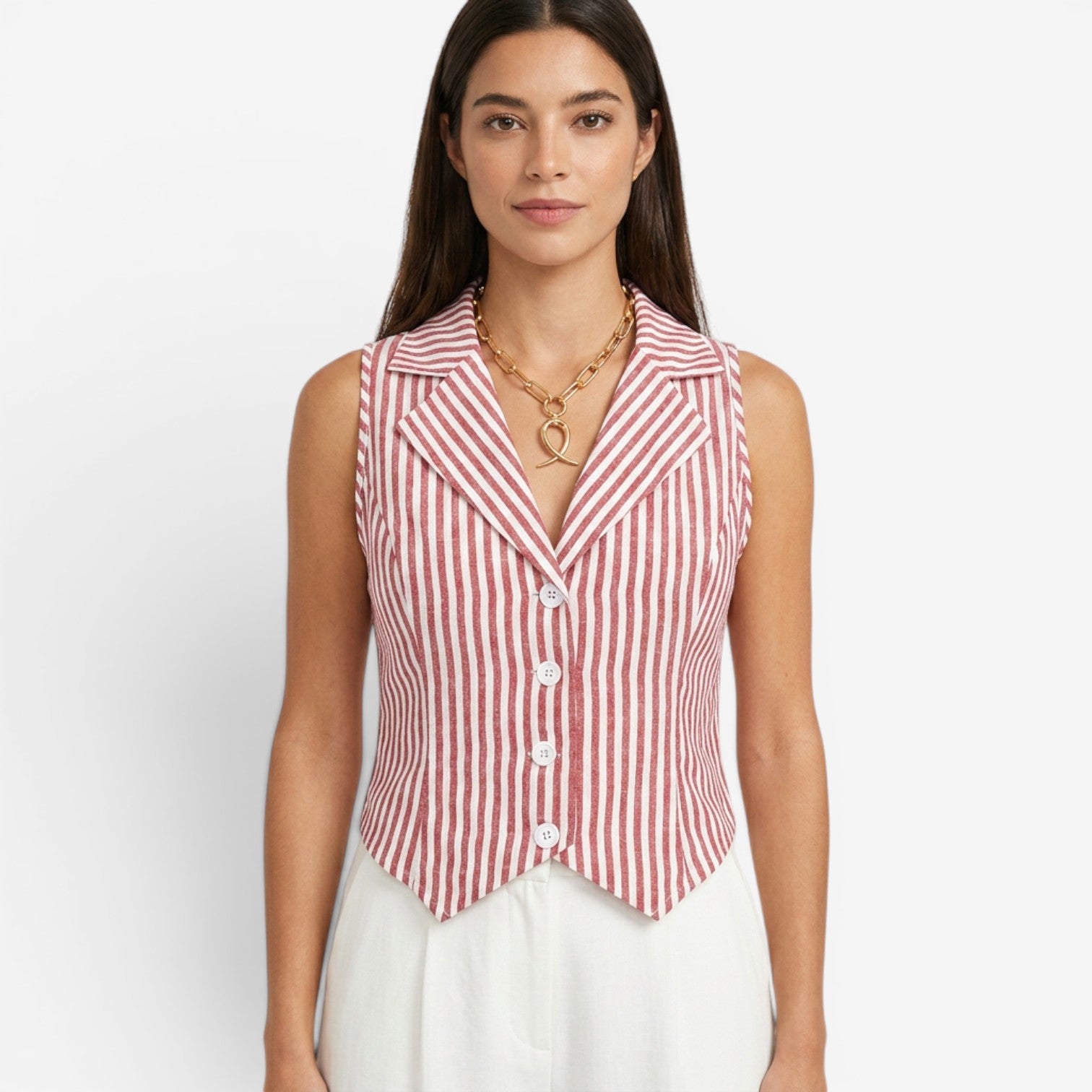 Blusa de Rayas con Bajo Asimétrico para Mujer