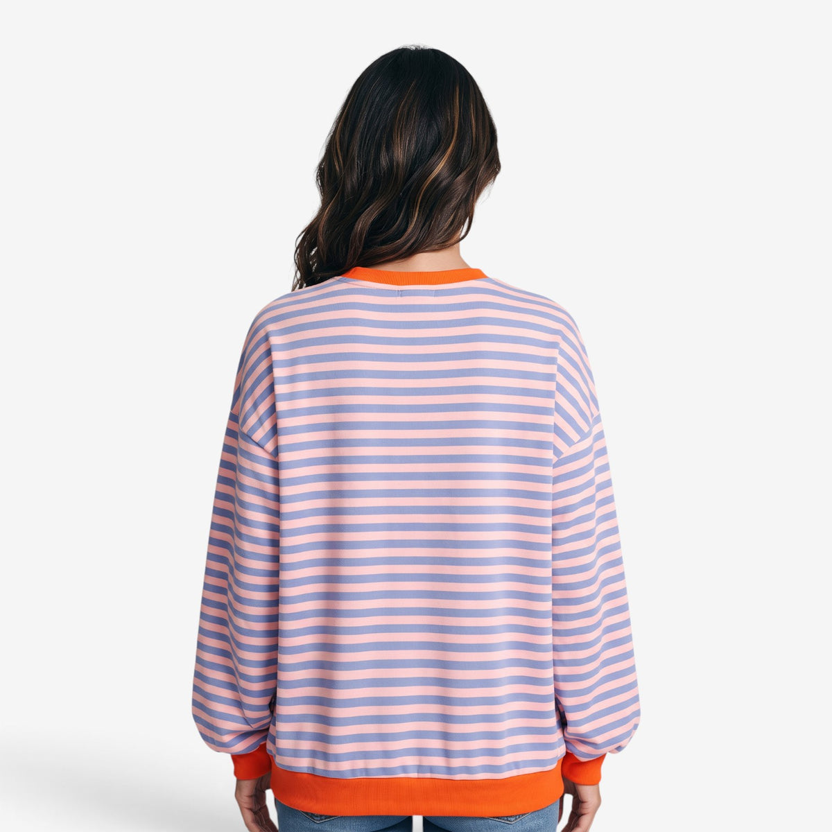 Sudadera a Rayas con Detalles en Contraste para Mujer