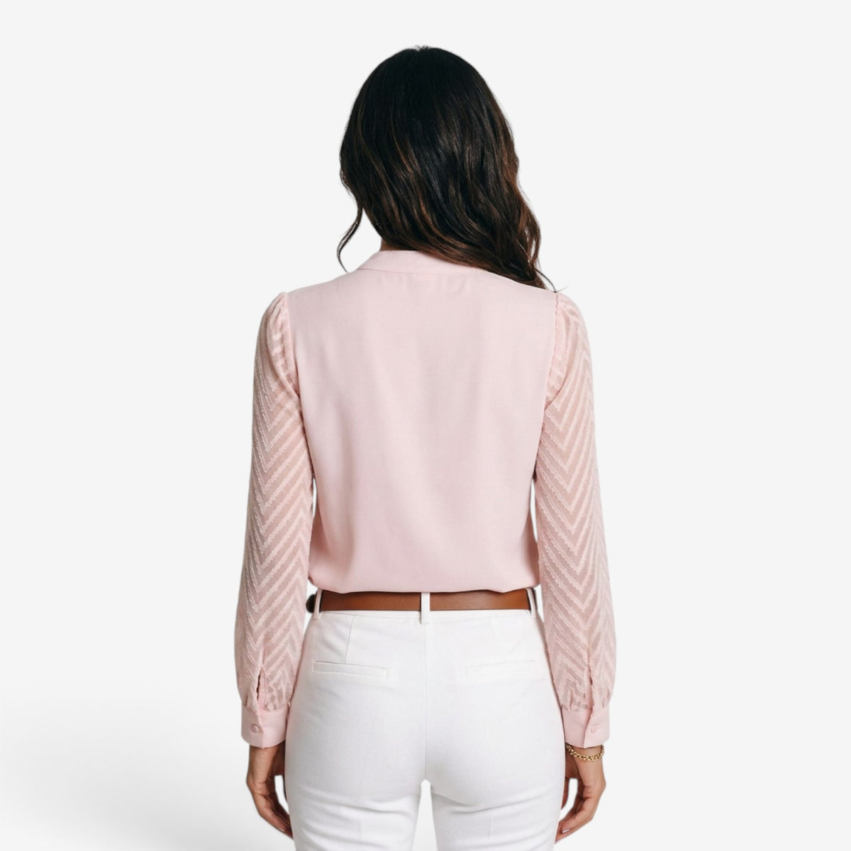 Blusa con Mangas de Gasa y Cuello en V para Mujer