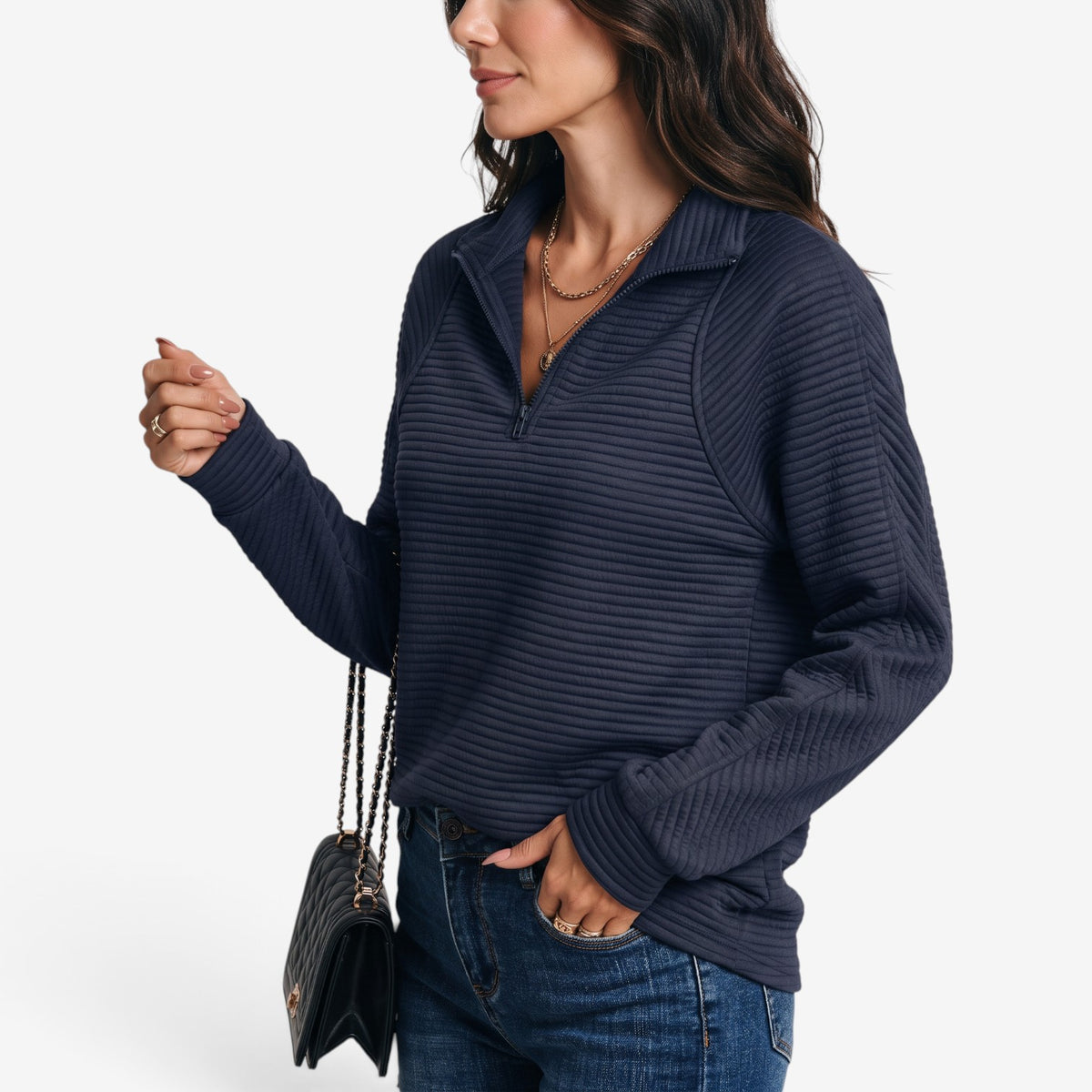 Sudadera con Cuello Alto y Cremallera