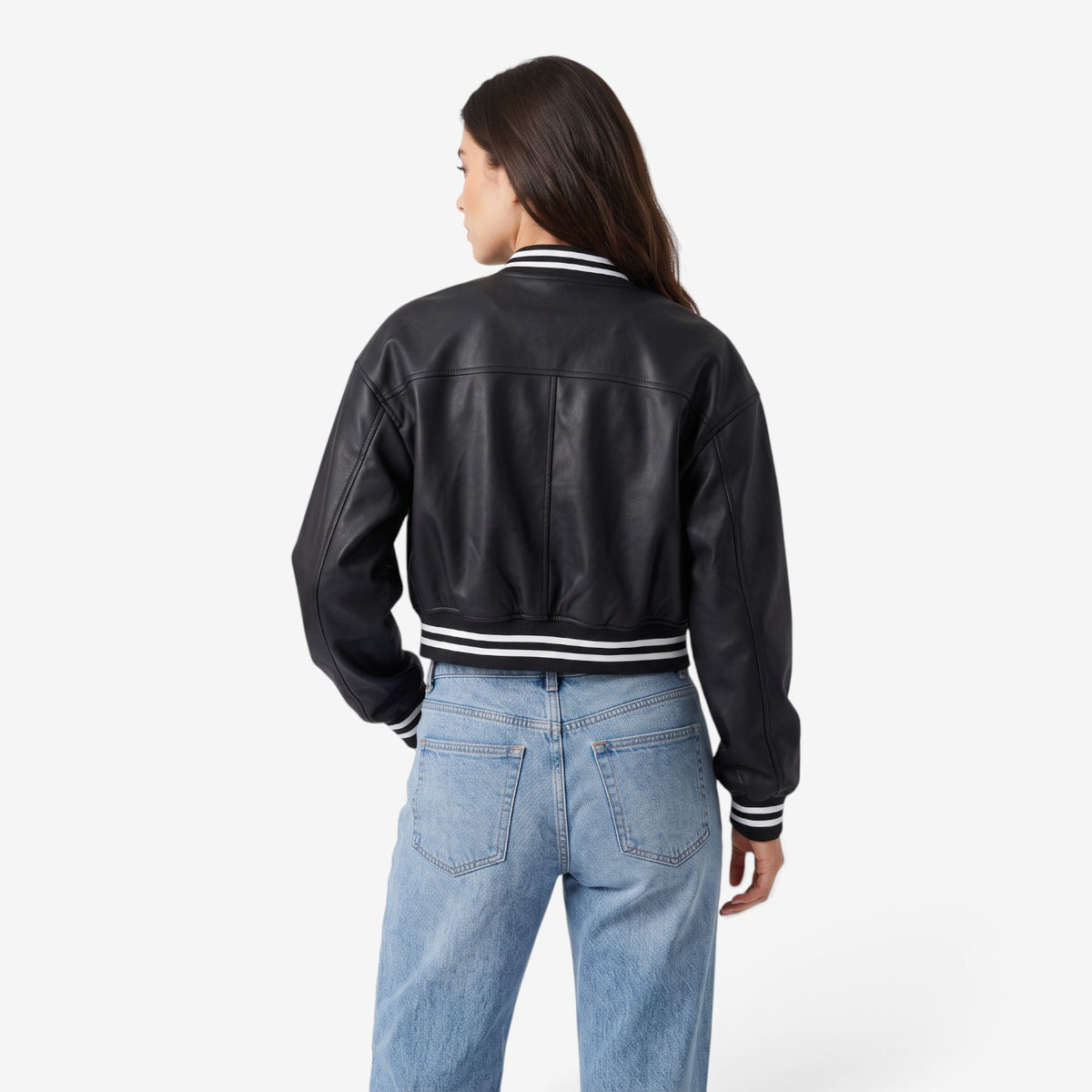 Chaqueta Bomber Efecto Piel para Mujer