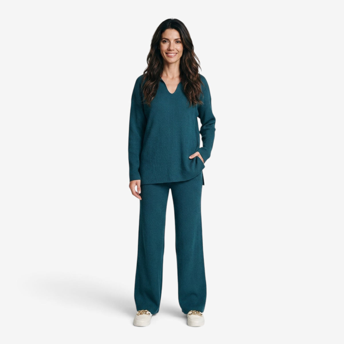 Conjunto de Punto con Cuello para Mujer