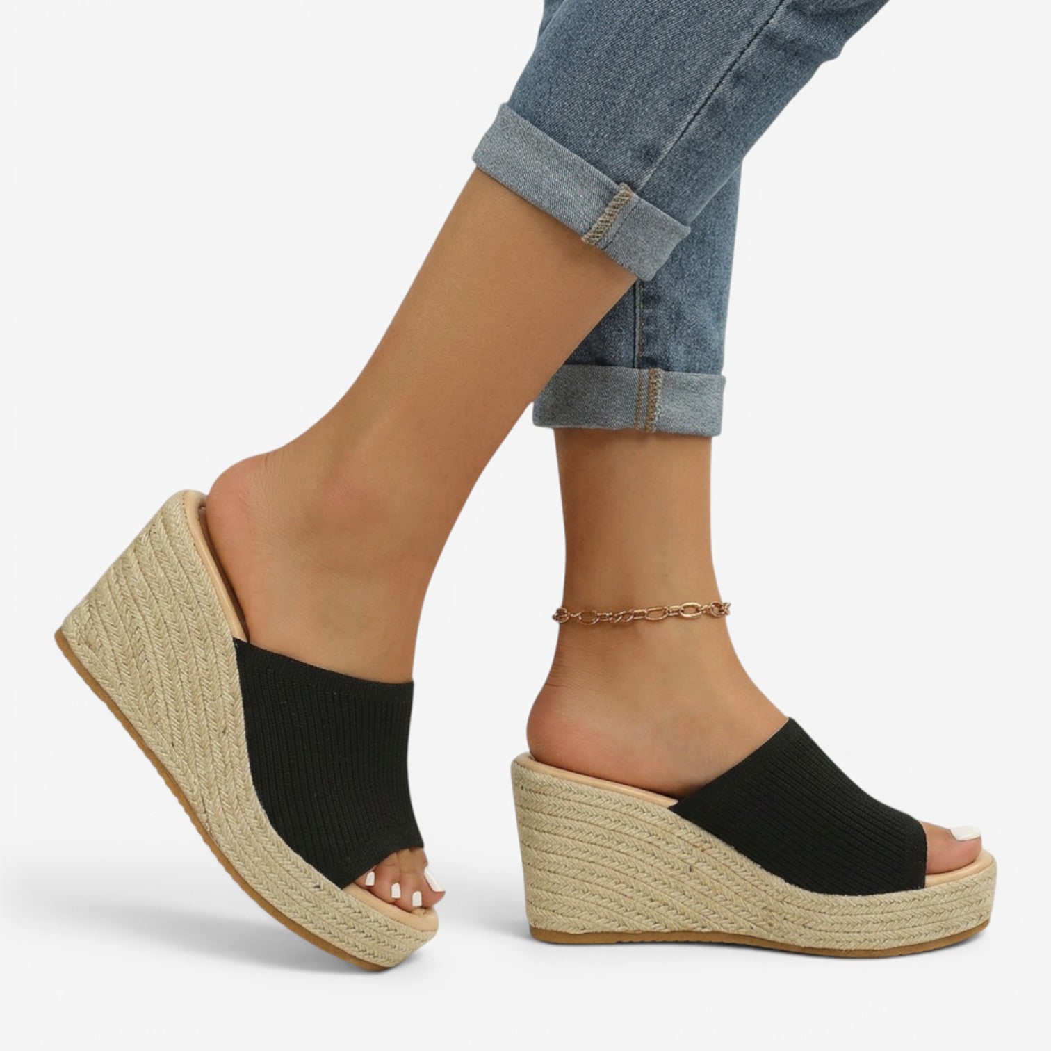 Sandalias de Cuña Peep Toe Mujer