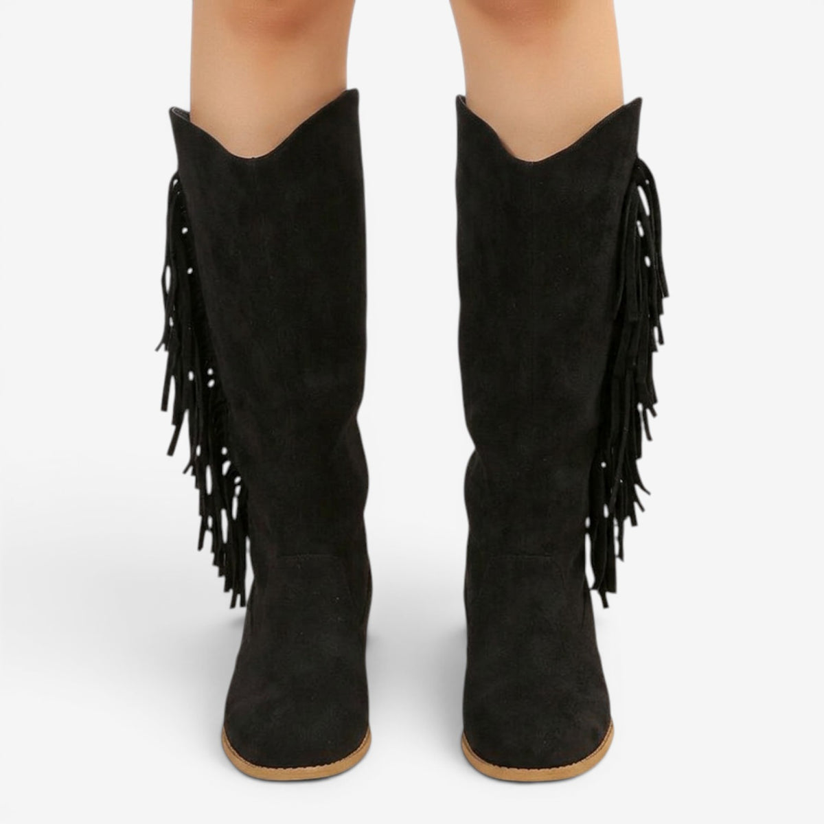 Botas Altas Efecto Ante con Flecos