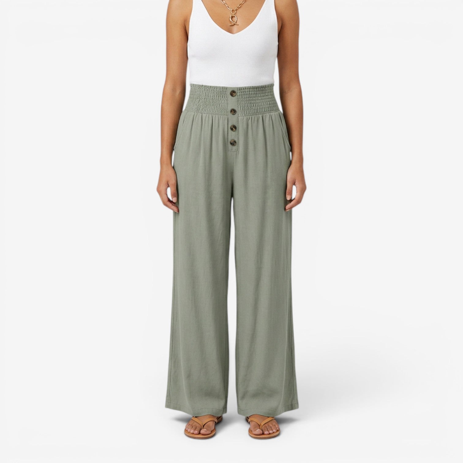 Pantalón de Lino Pierna Ancha