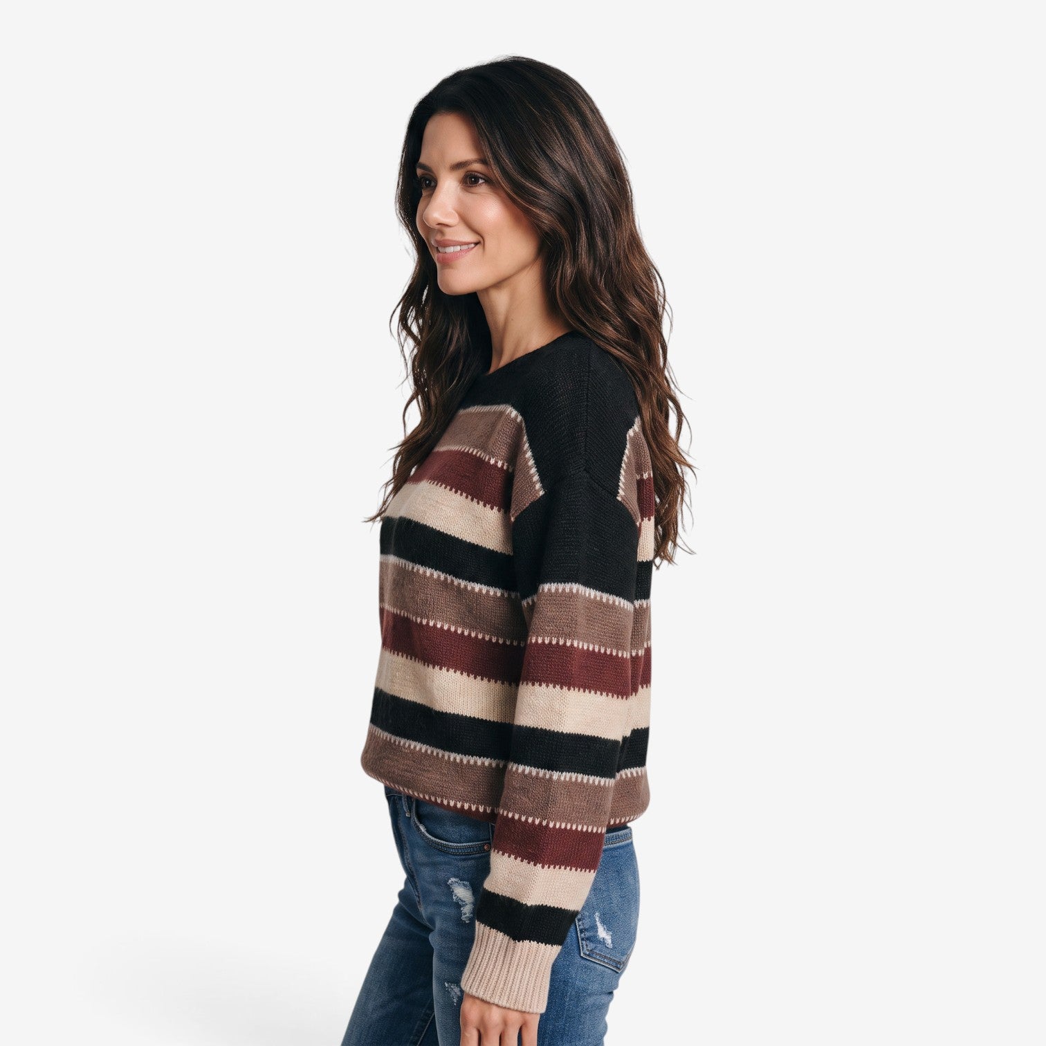 Jersey de Rayas con Cuello Redondo