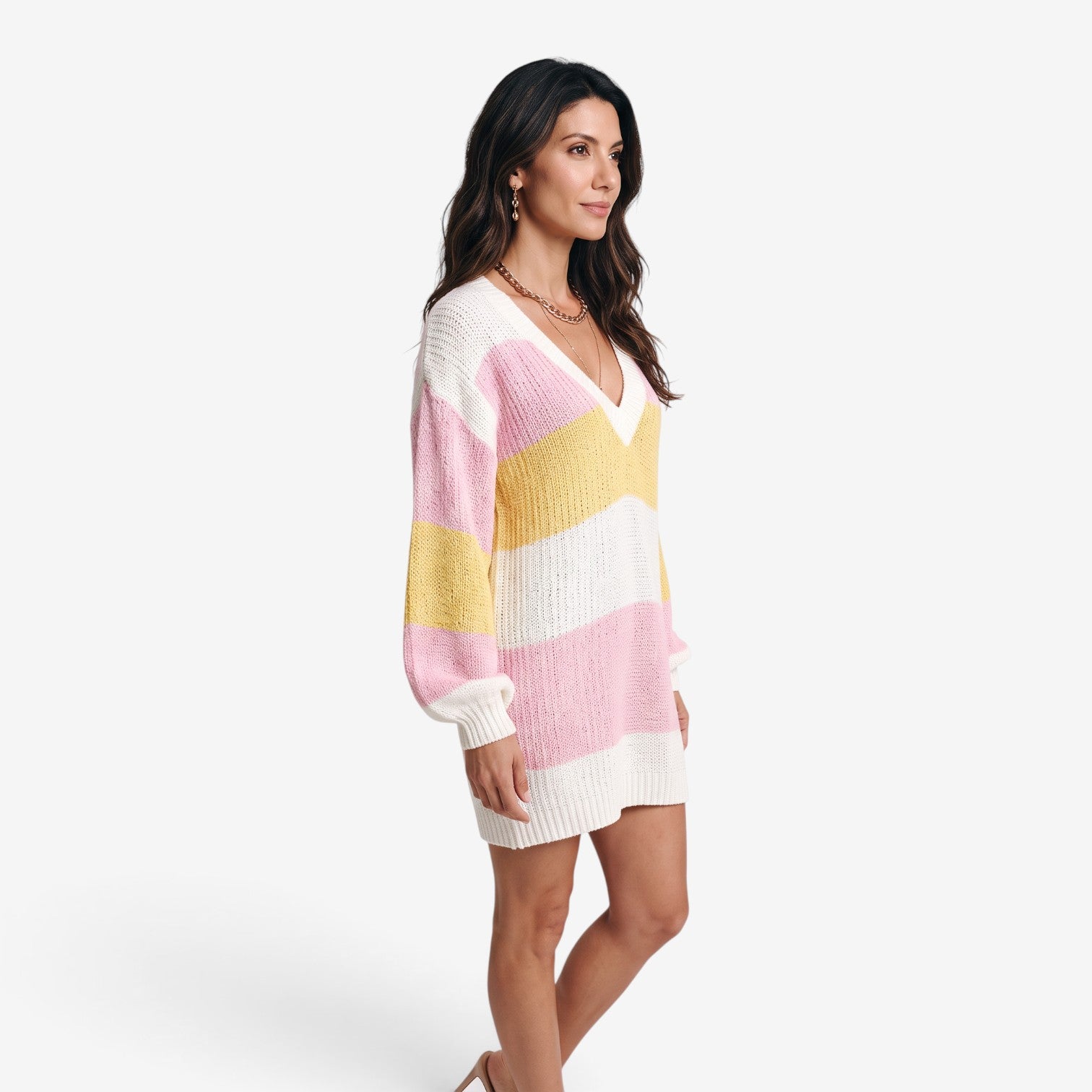 Vestido Jersey de Punto a Rayas para Mujer