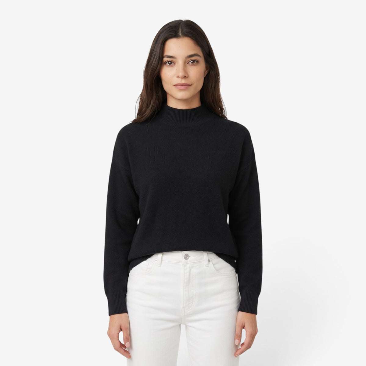 Jersey de Punto Liso con Cuello Alto para Mujer