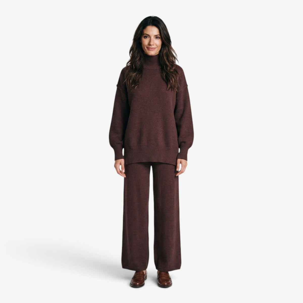 Conjunto de Punto con Cuello Alto para Mujer