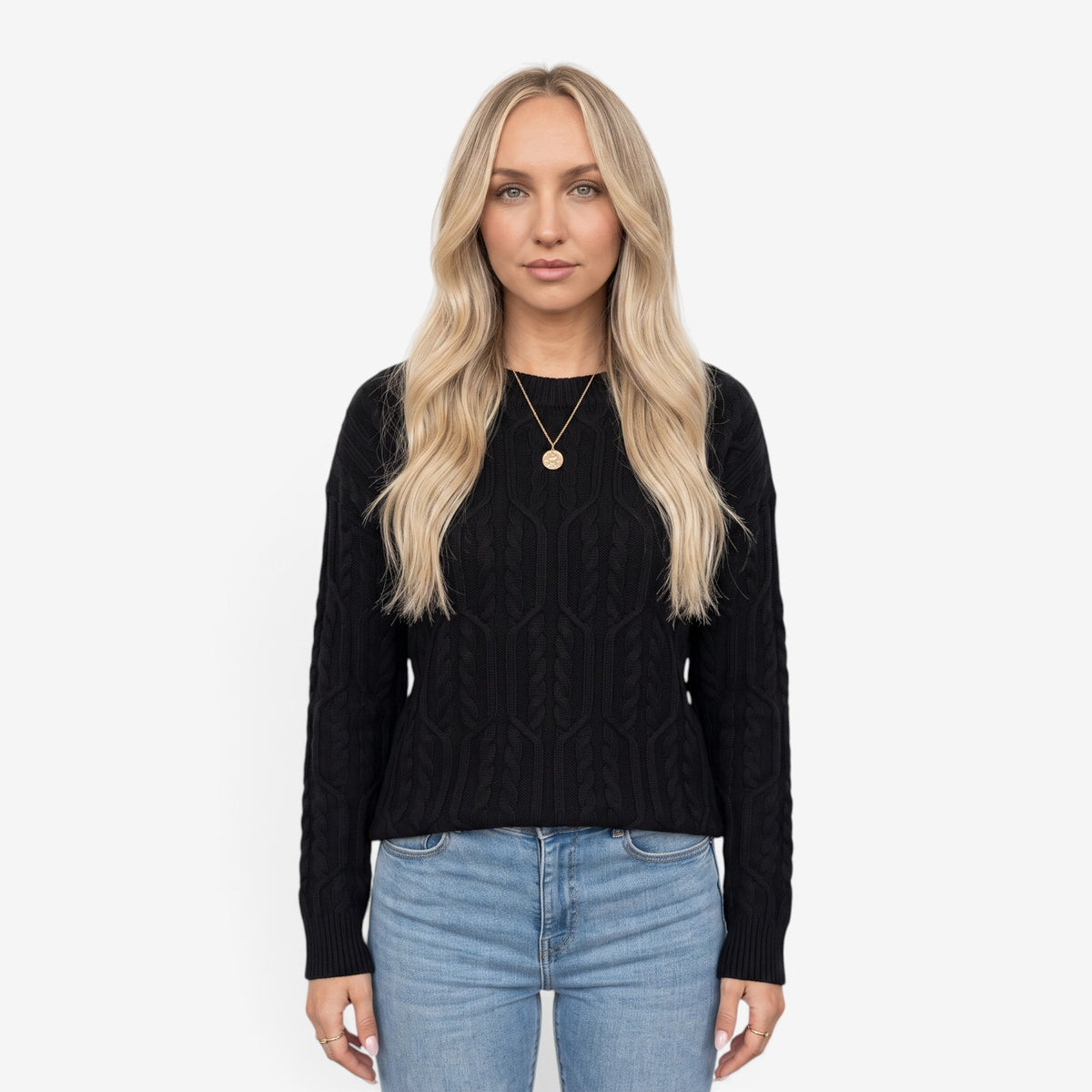Jersey de Punto de Cuello Redondo para Mujer