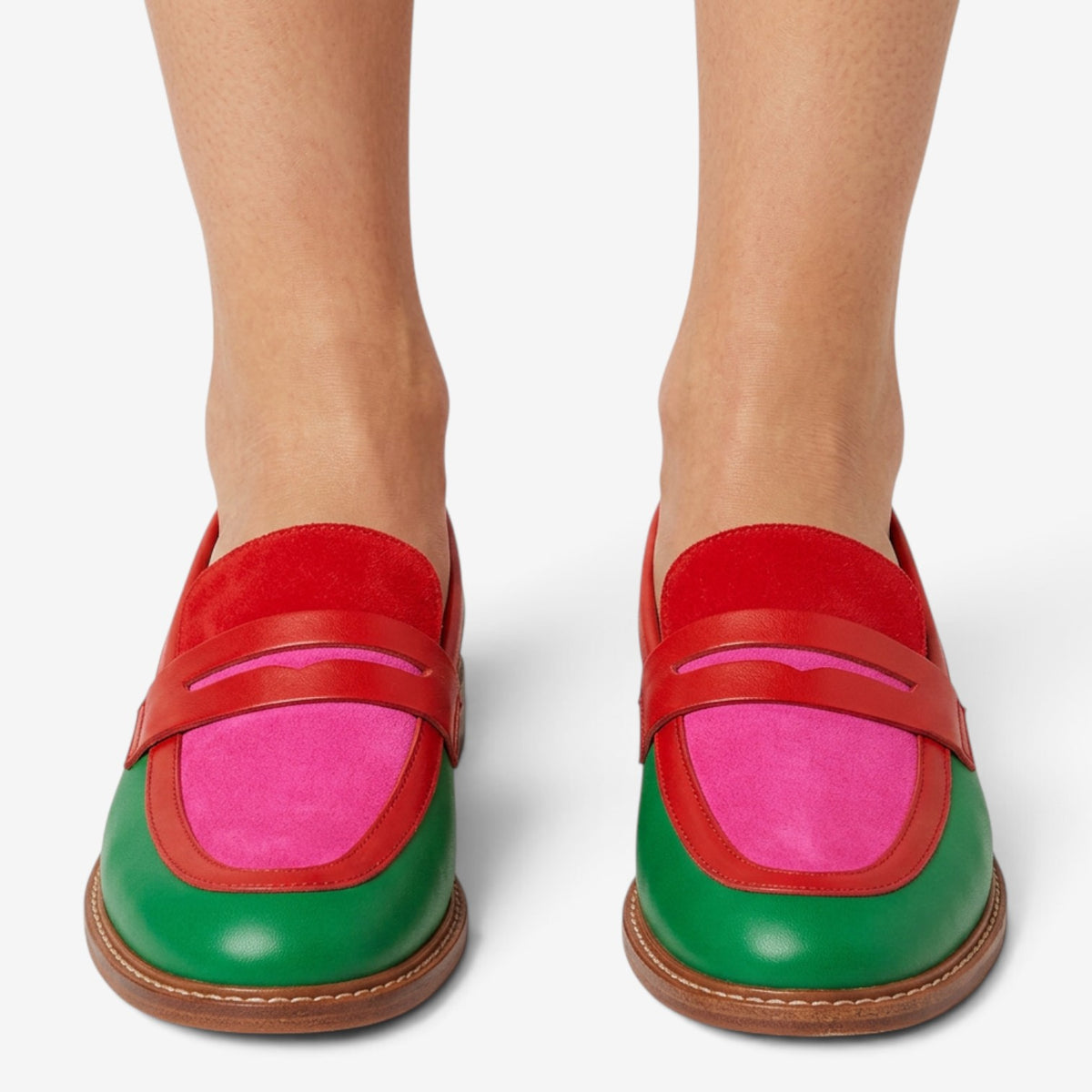 Mocasines Color Block de Punta Redonda para Mujer