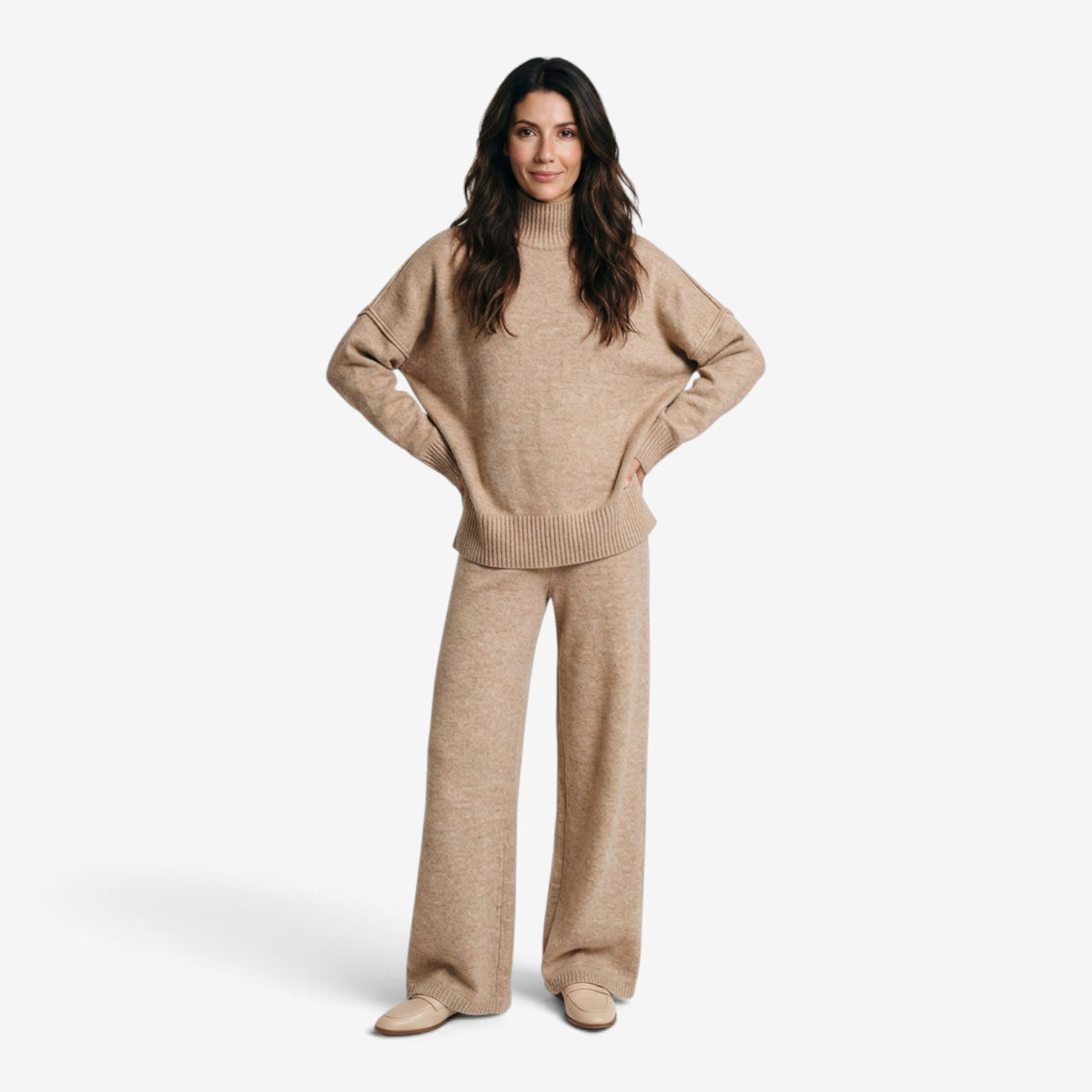 Conjunto de Punto con Cuello Alto para Mujer
