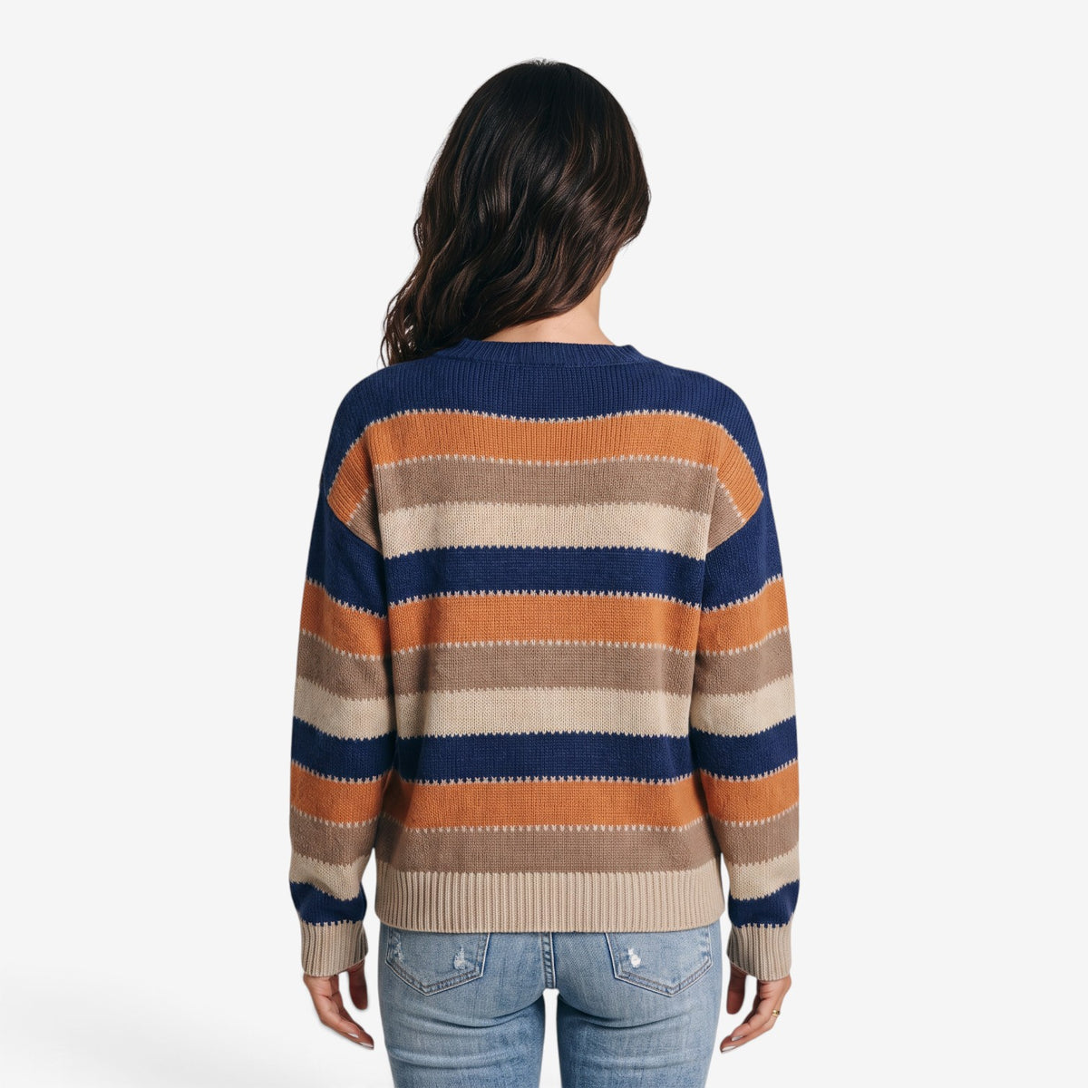 Jersey de Rayas con Cuello Redondo
