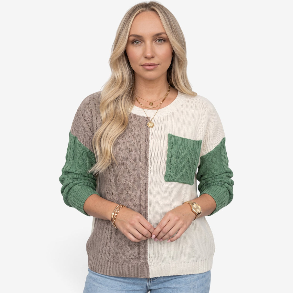 Jersey de Punto con Bloques para Mujer