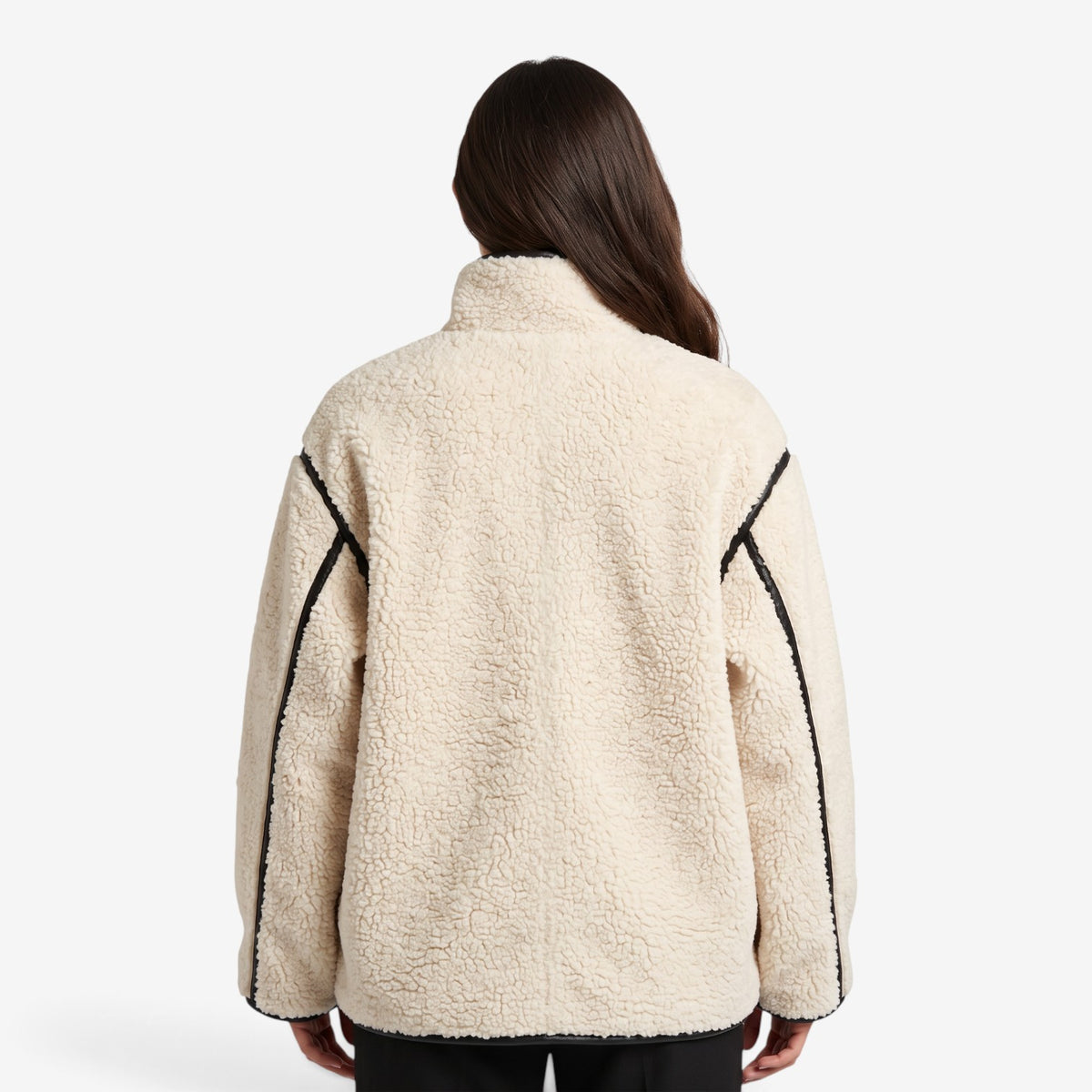 Chaqueta de Borreguito con Cuello Alto para Mujer