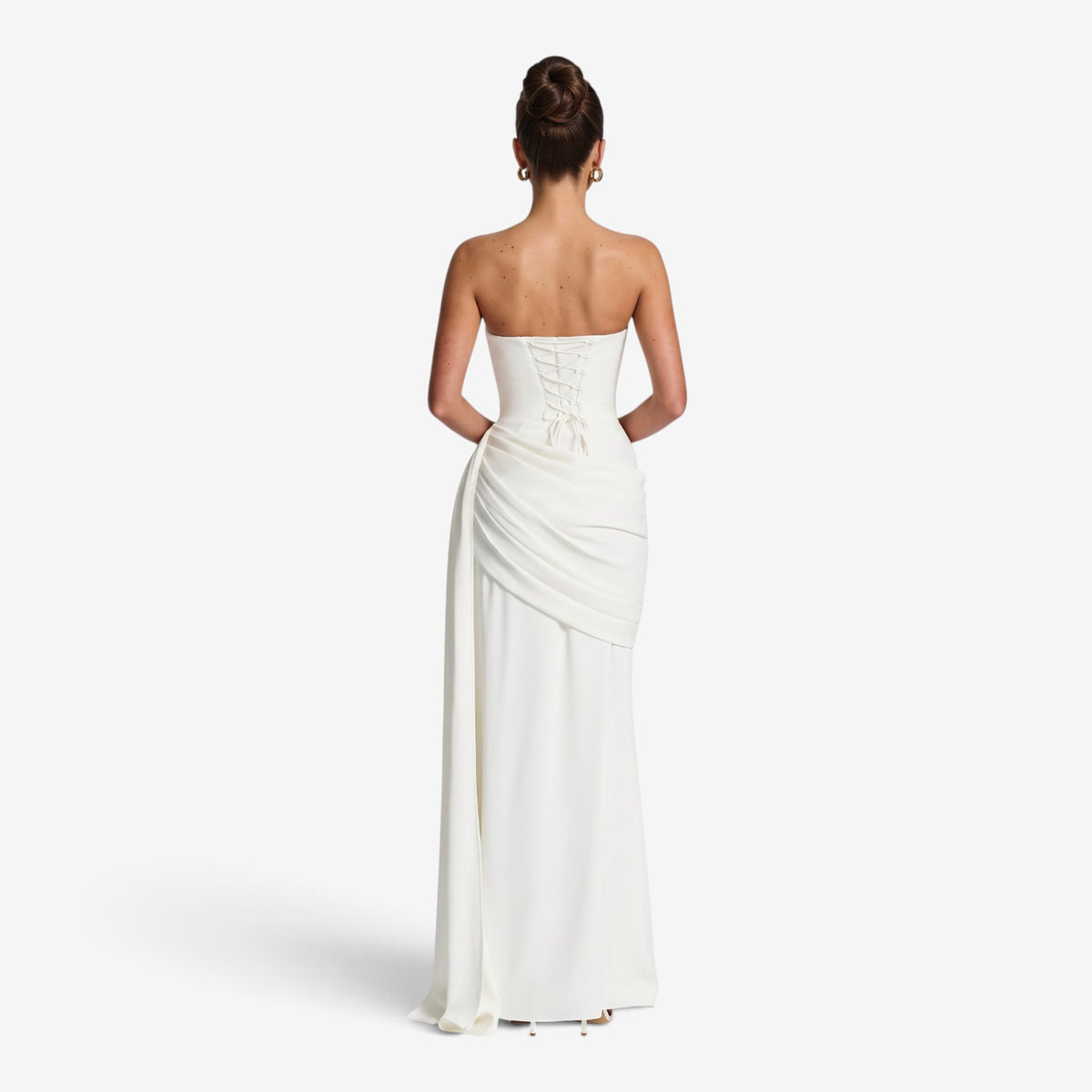 Vestido Largo Ajustado con Escote Drapeado para Mujer