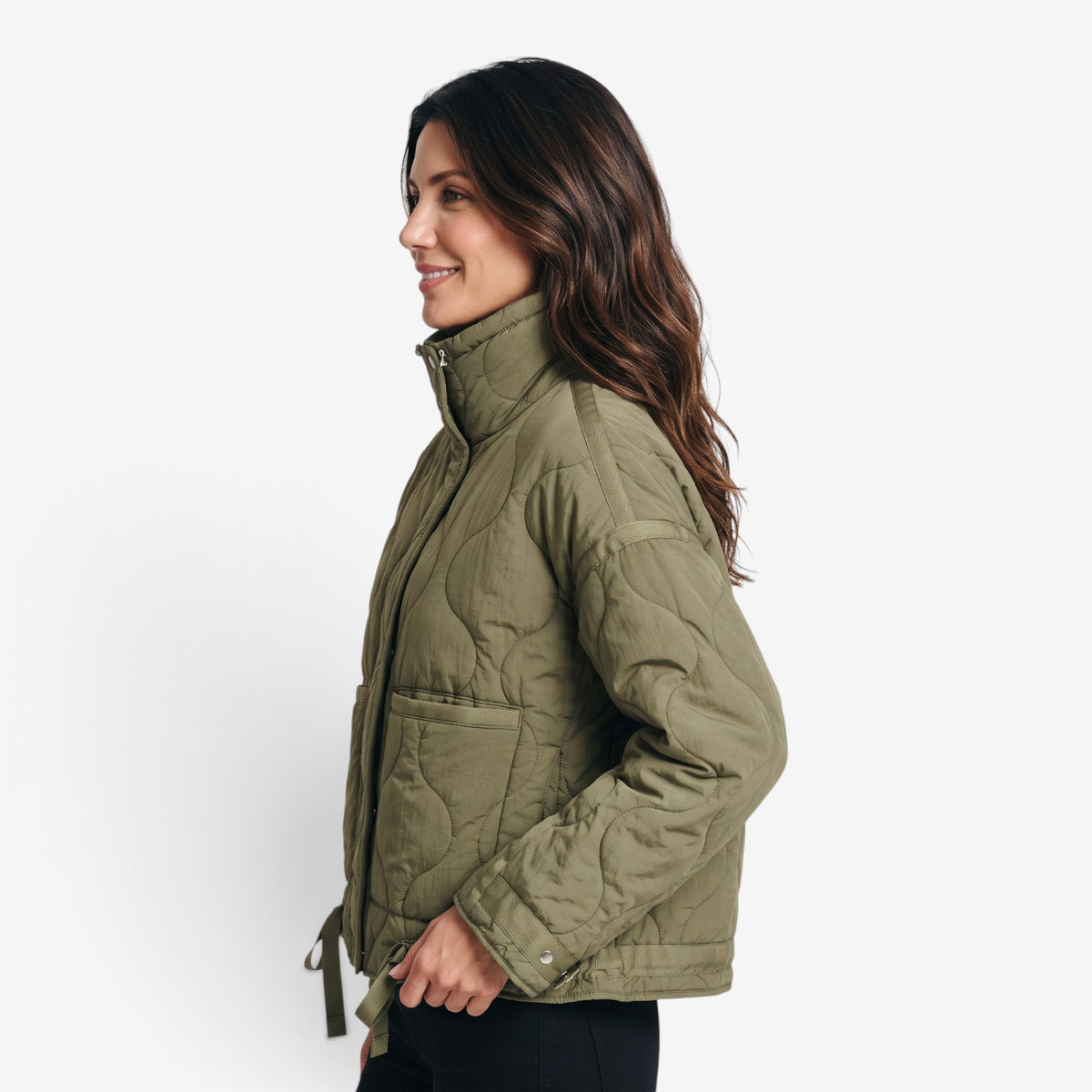 Chaqueta Acolchada con Cuello Alto para Mujer