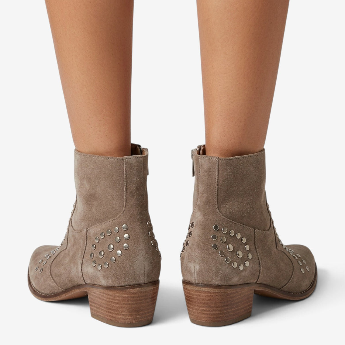 Botines Efecto Ante con Tachuelas para Mujer