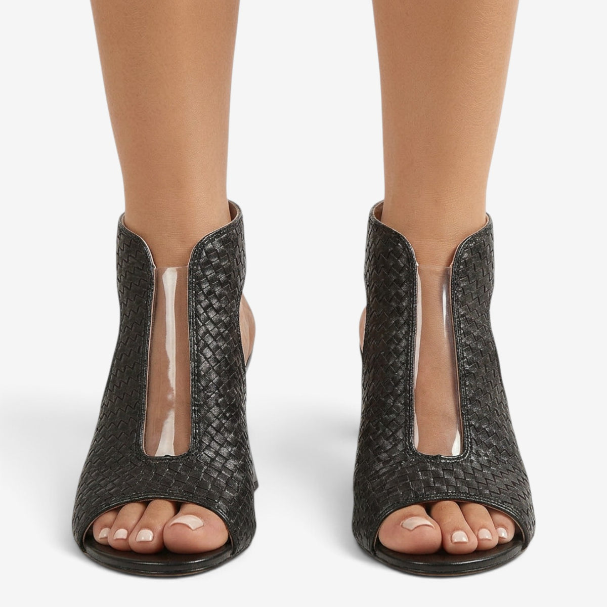 Sandalias Metalizadas con Tacón Geométrico para Mujer