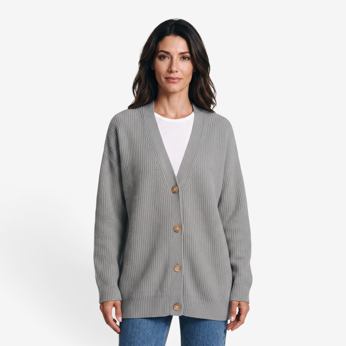 Cárdigan Oversize de Punto con Botones para Mujer