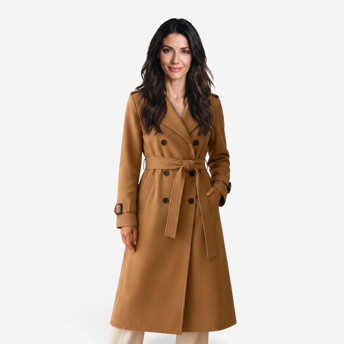 Gabardina Larga con Cinturón para Mujer