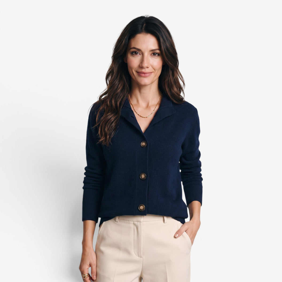 Cárdigan de Punto con Cuello Alto para Mujer