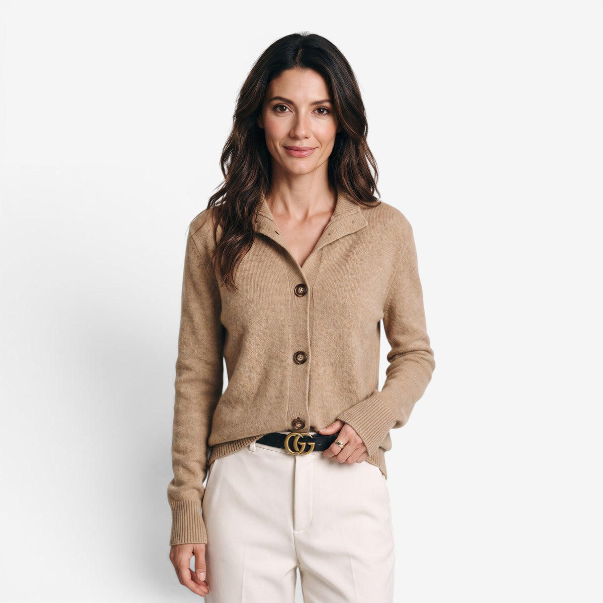 Cárdigan de Punto con Cuello Alto para Mujer