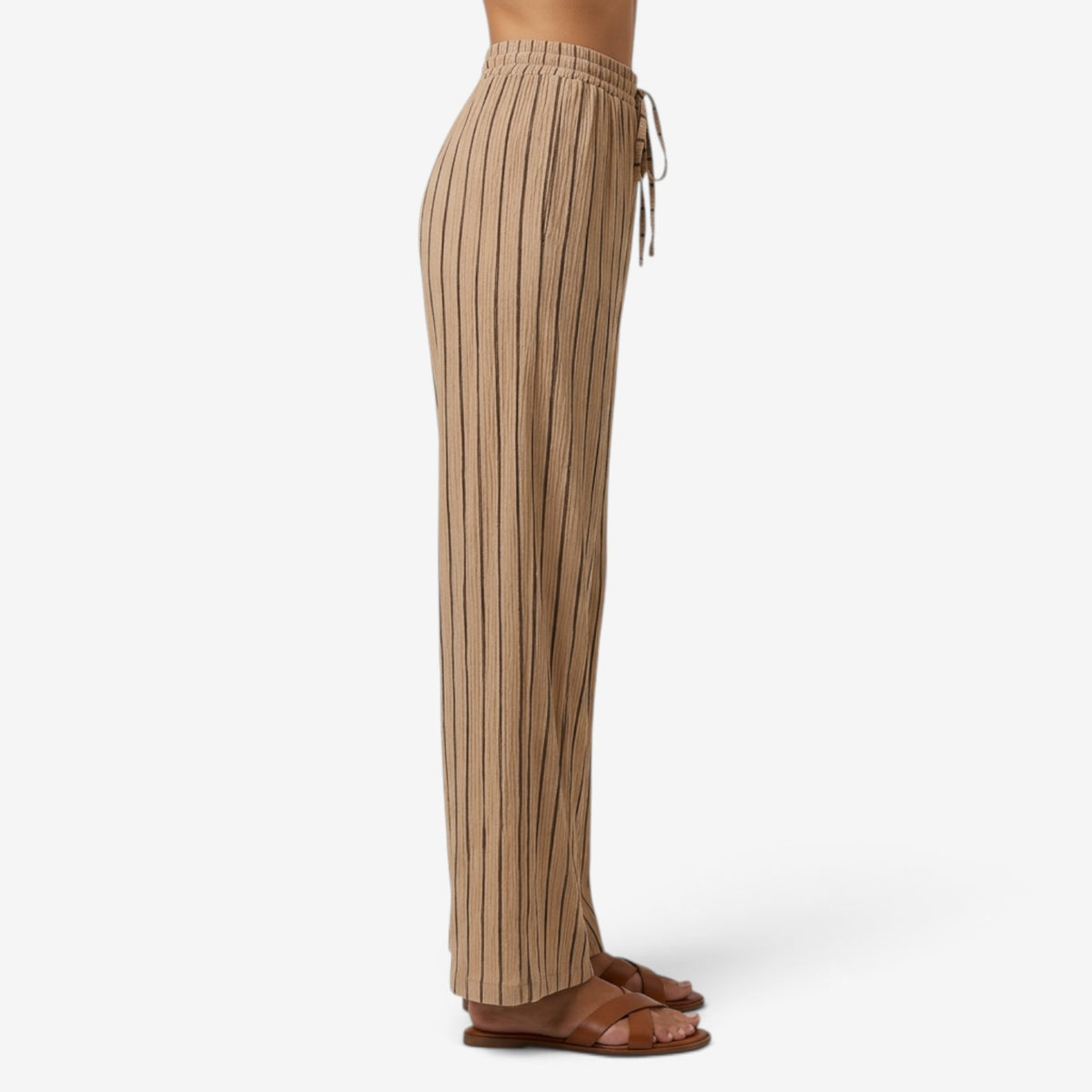 Pantalón Casual de Rayas con Cordón para Mujer