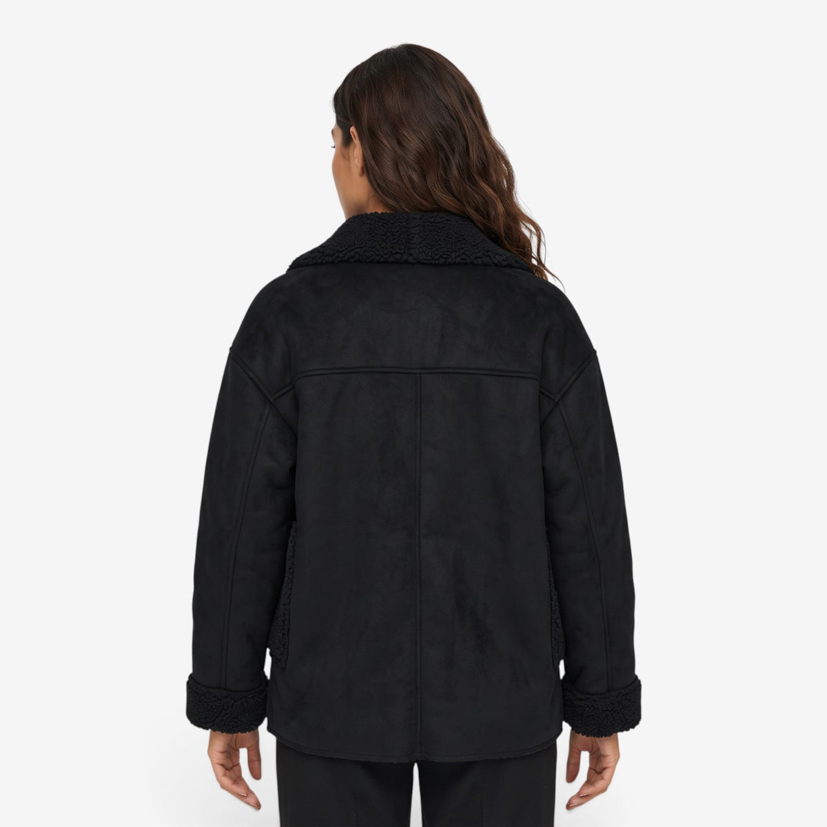 Chaqueta Efecto Ante con Borreguito para Mujer