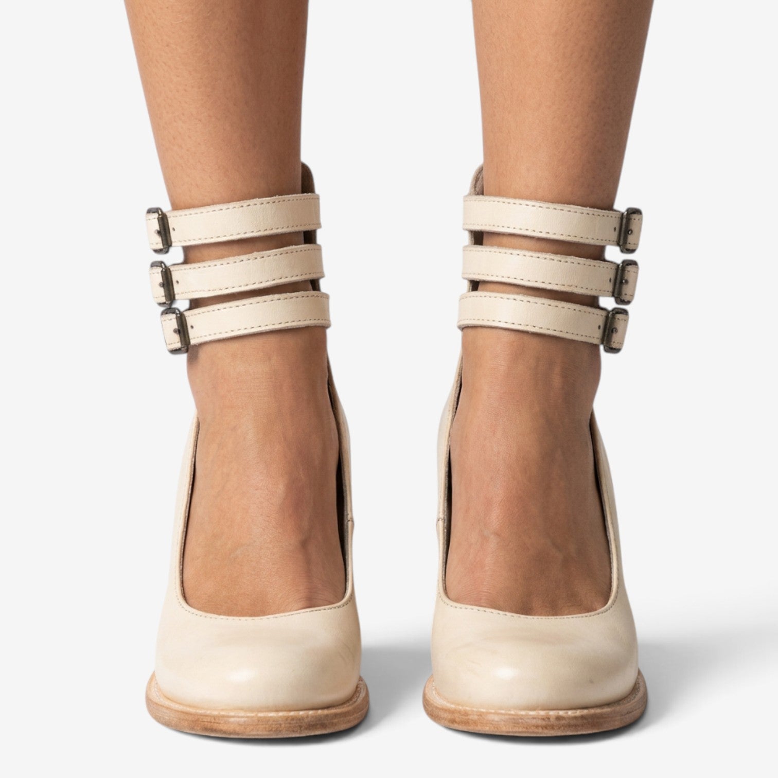 Zapatos de Tacón con Triple Hebilla para Mujer