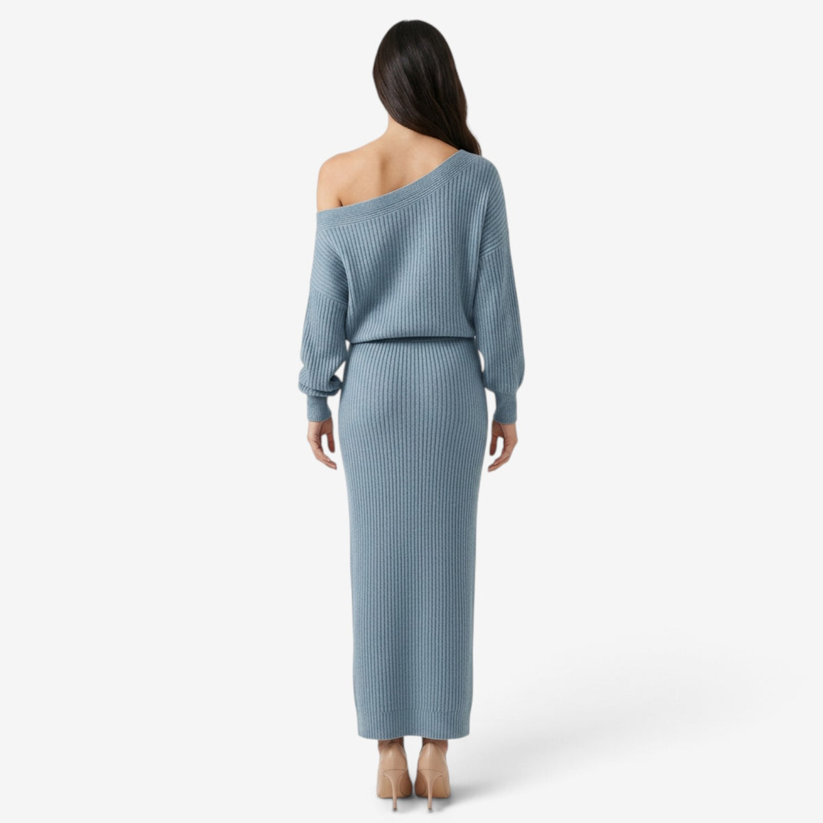 Conjunto de Punto Asimétrico con Falda Larga para Mujer
