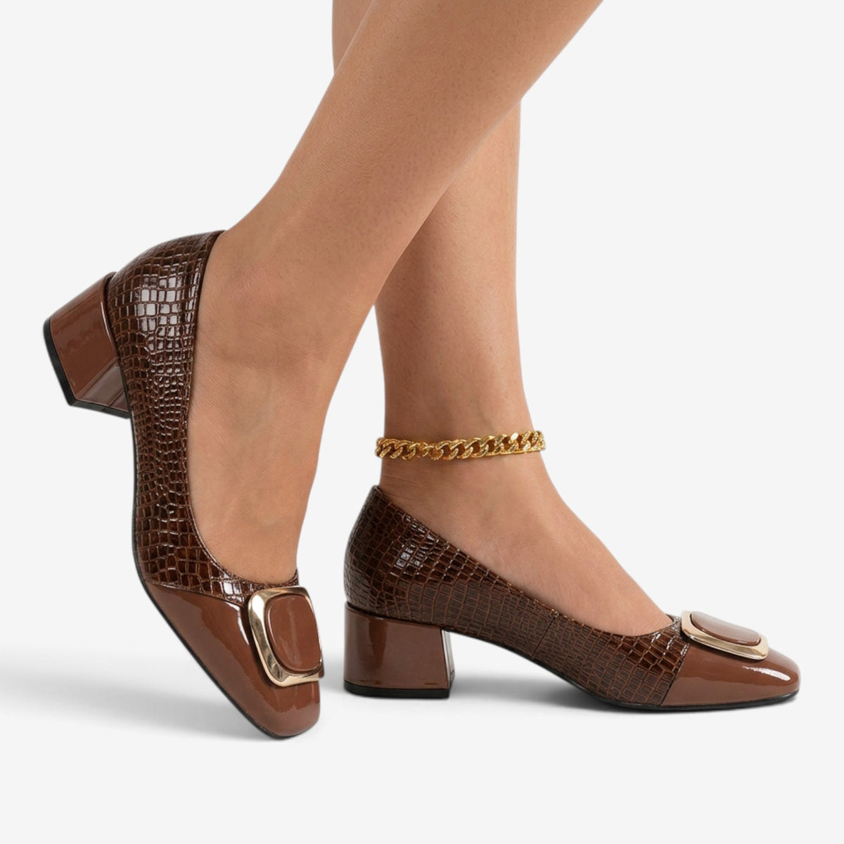 Zapatos de Tacón con Hebilla Geométrica para Mujer