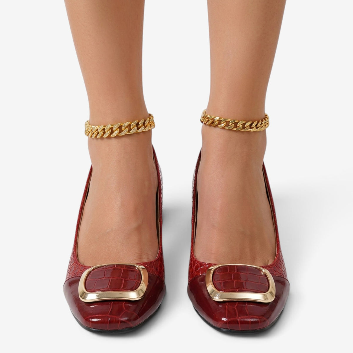 Zapatos de Tacón con Hebilla Geométrica para Mujer