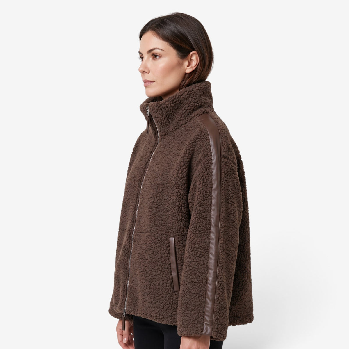 Chaqueta Borreguito con Cuello Alto para Mujer