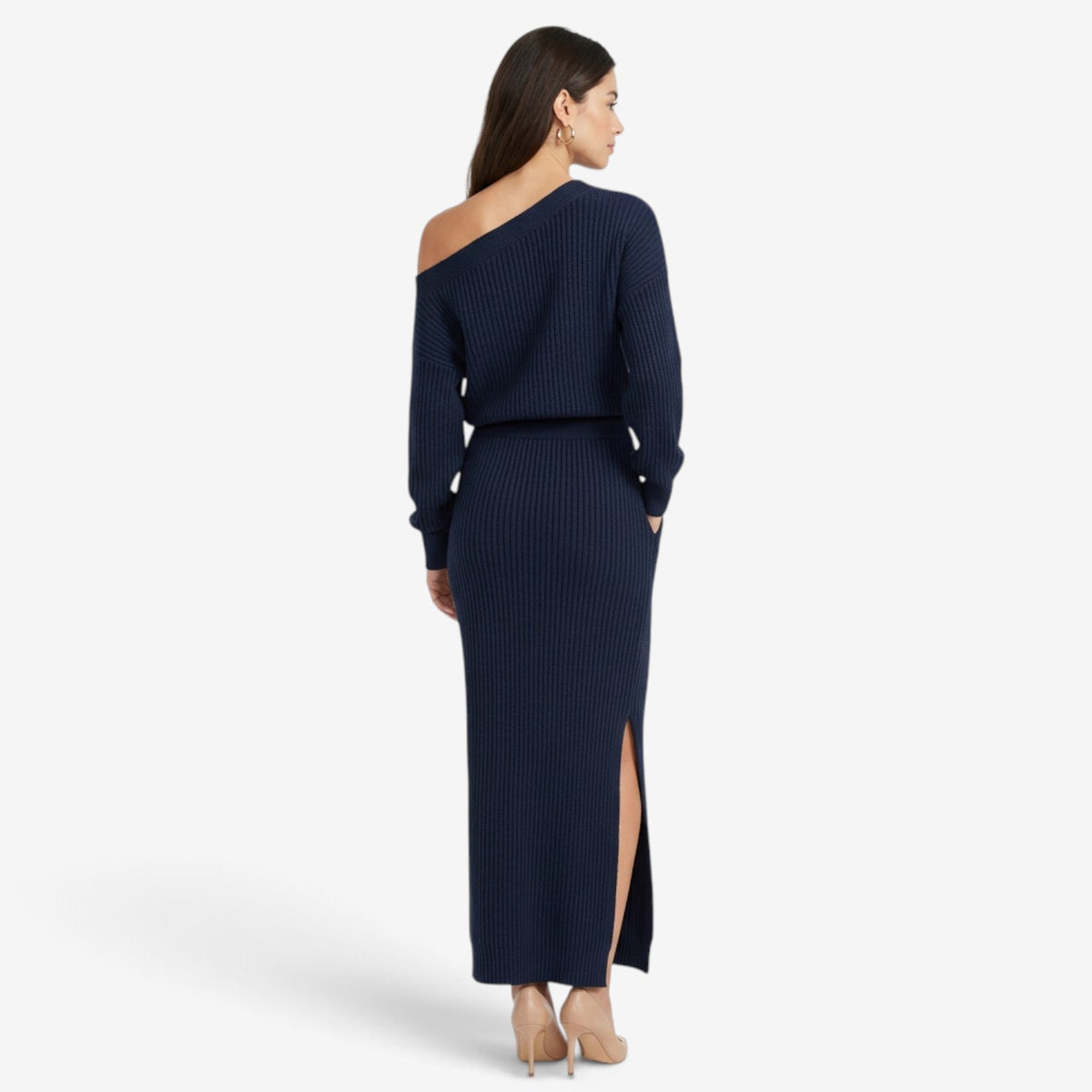 Conjunto de Punto Asimétrico con Falda Larga para Mujer