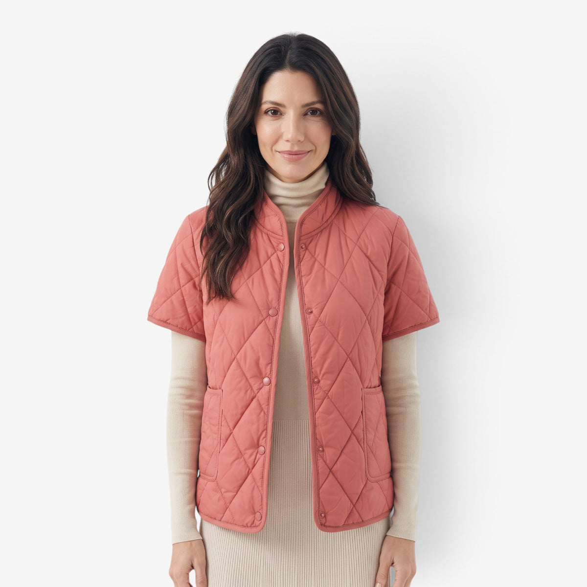 Chaqueta Acolchada de Manga Corta para Mujer