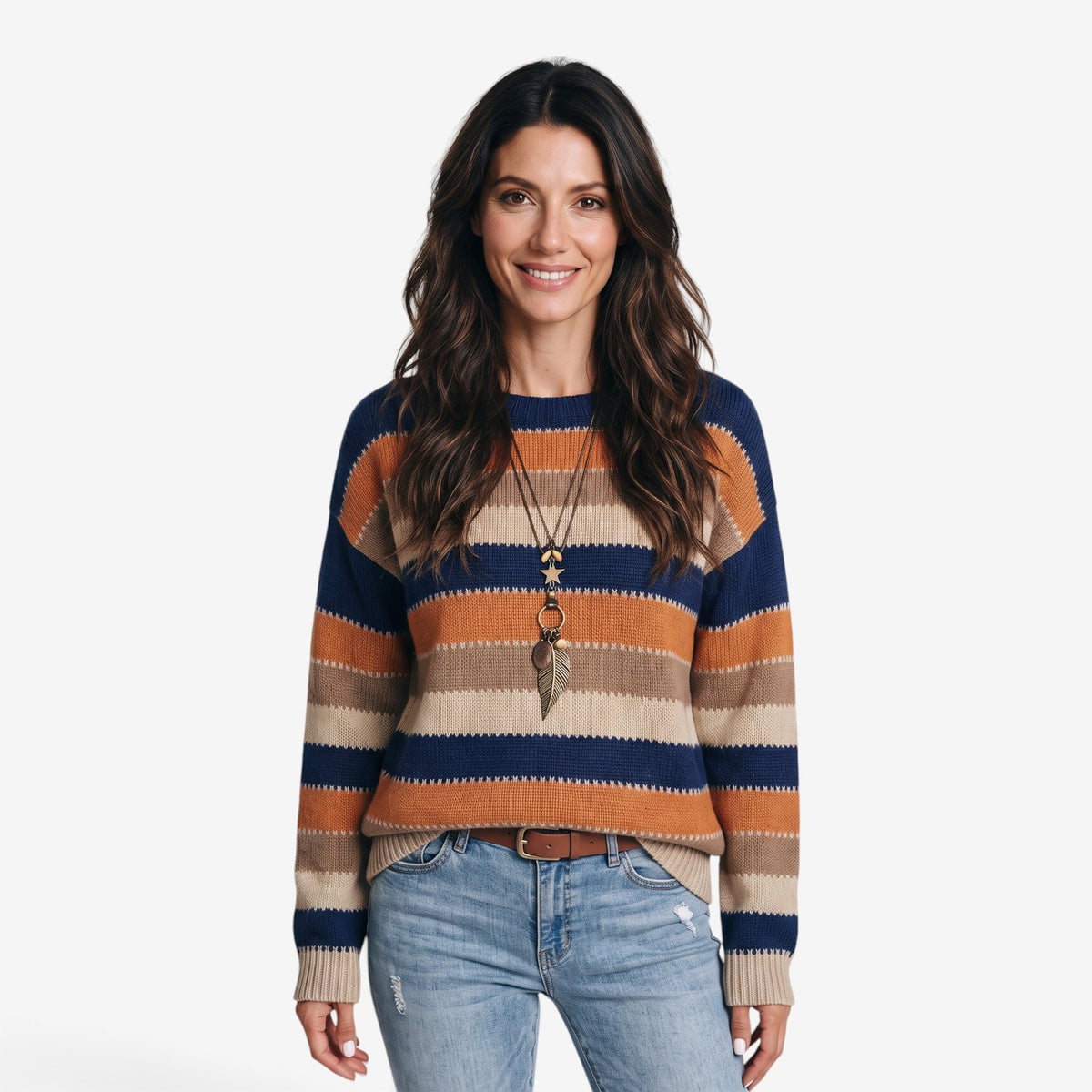 Jersey de Rayas con Cuello Redondo
