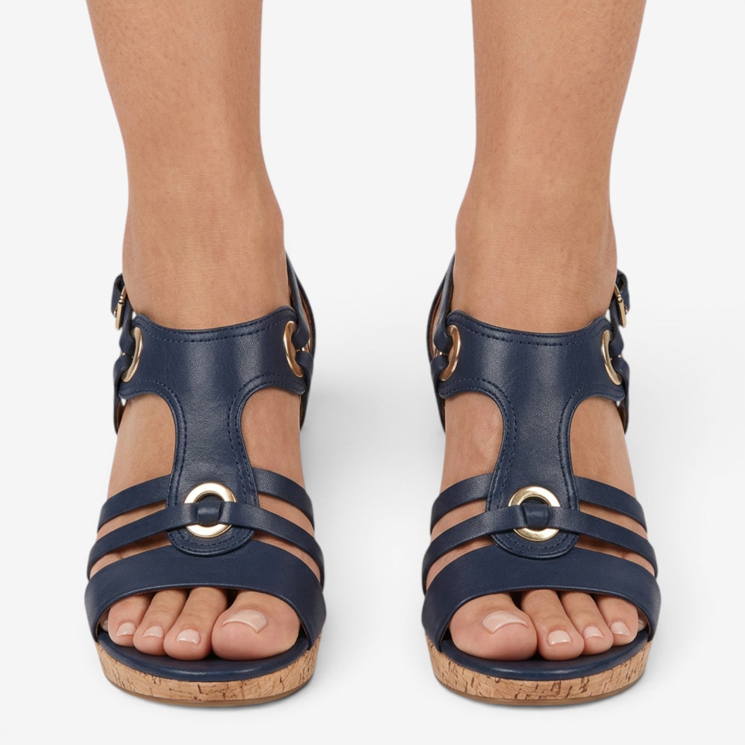 Sandalias Peep Toe de Tacón Ancho para Mujer
