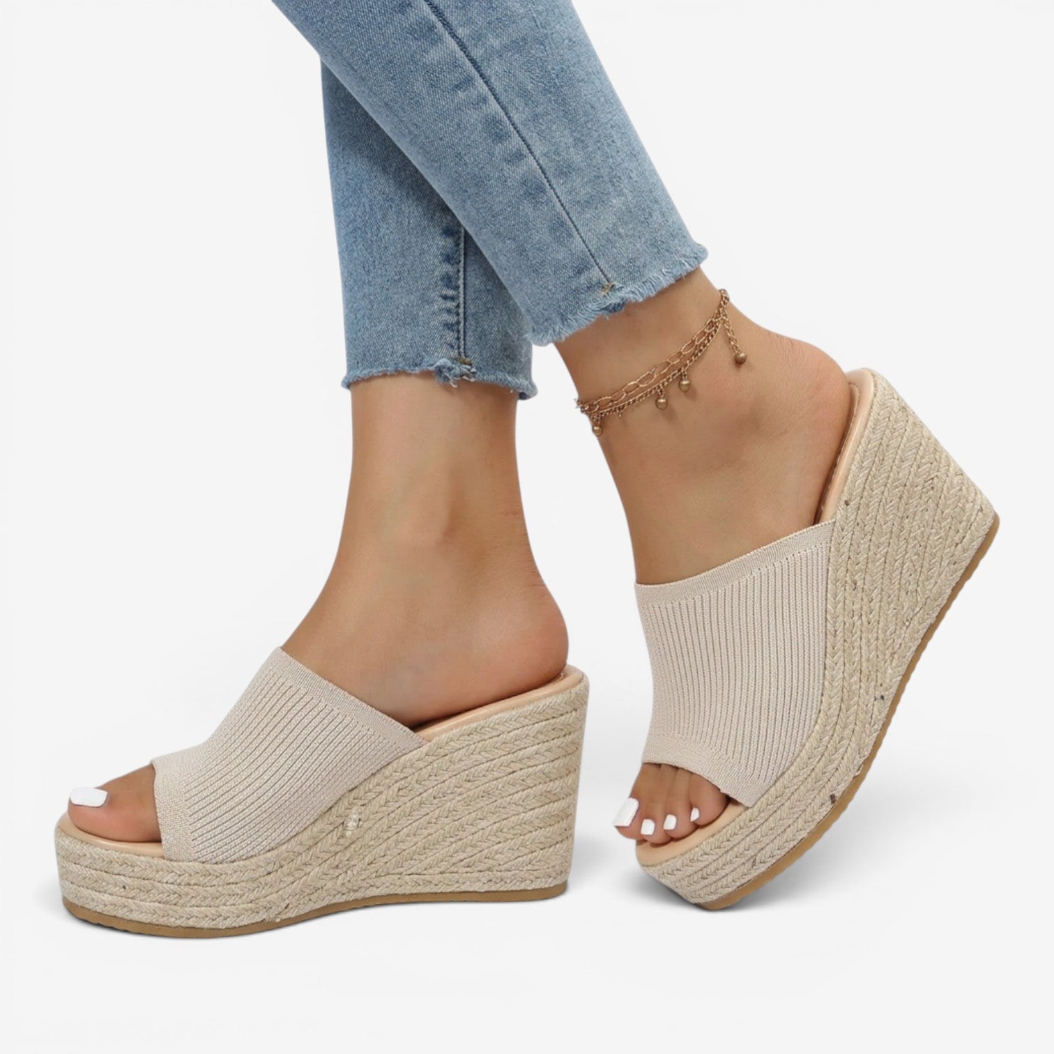 Sandalias de Cuña Peep Toe Mujer