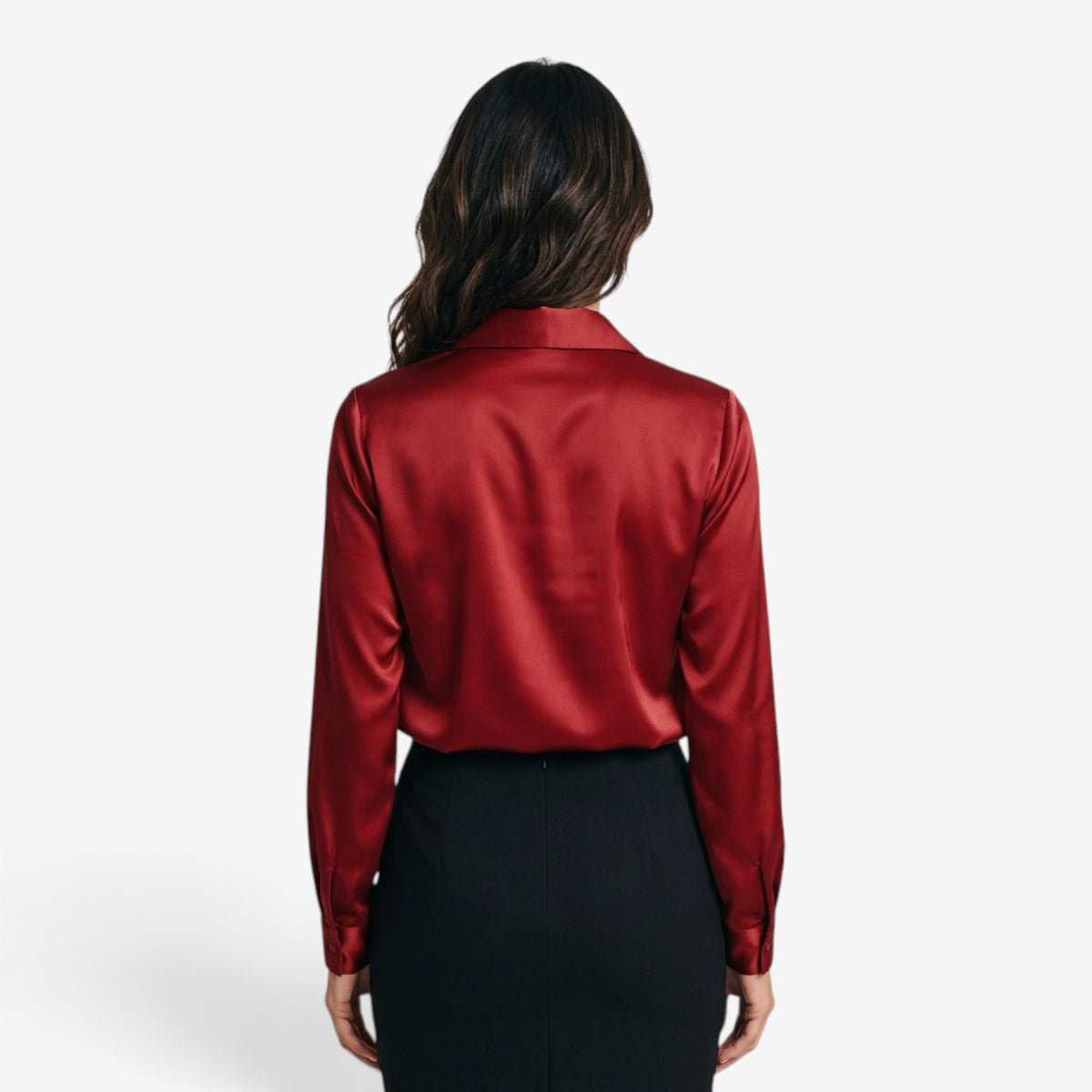 Blusa Satinada con Cuello Drapeado para Mujer
