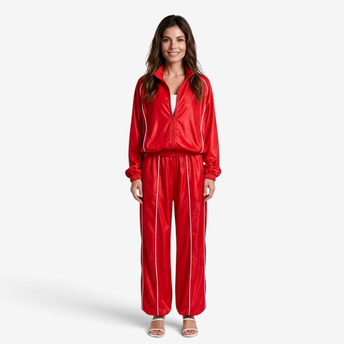 Conjunto Deportivo Satinado con Ribetes para Mujer