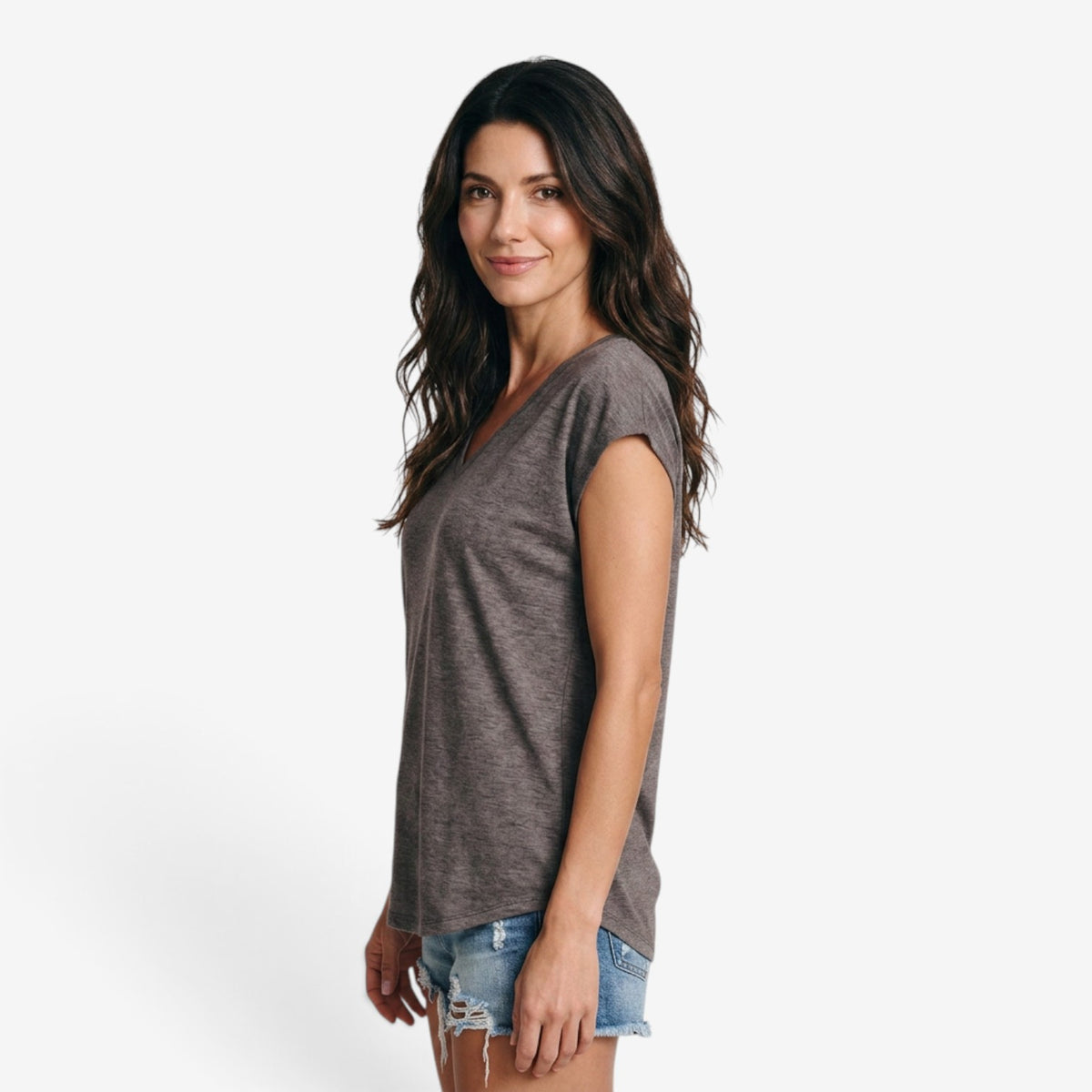Camiseta Holgada con Cuello en V para Mujer