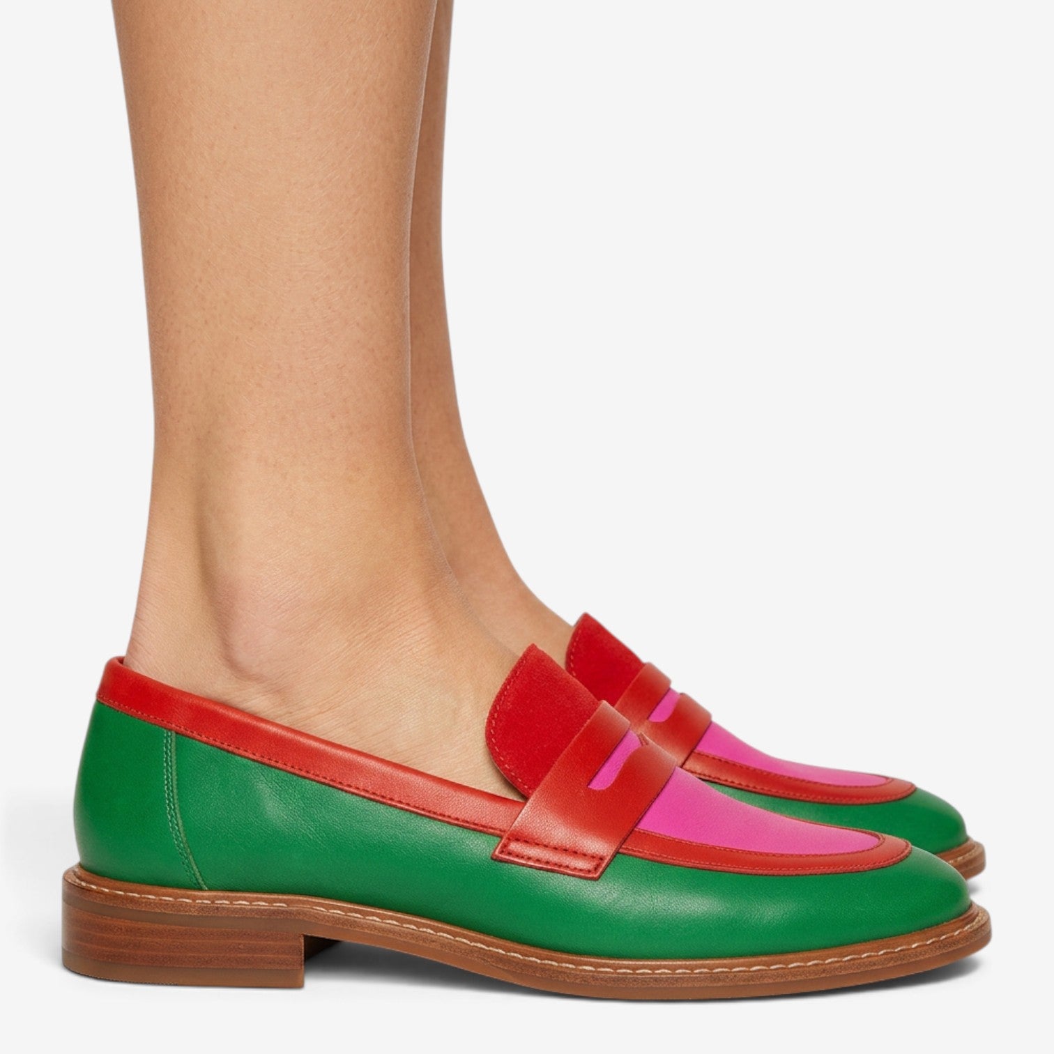 Mocasines Color Block de Punta Redonda para Mujer
