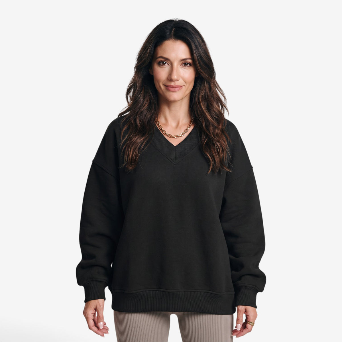 Sudadera Oversize con Cuello de Pico para Mujer