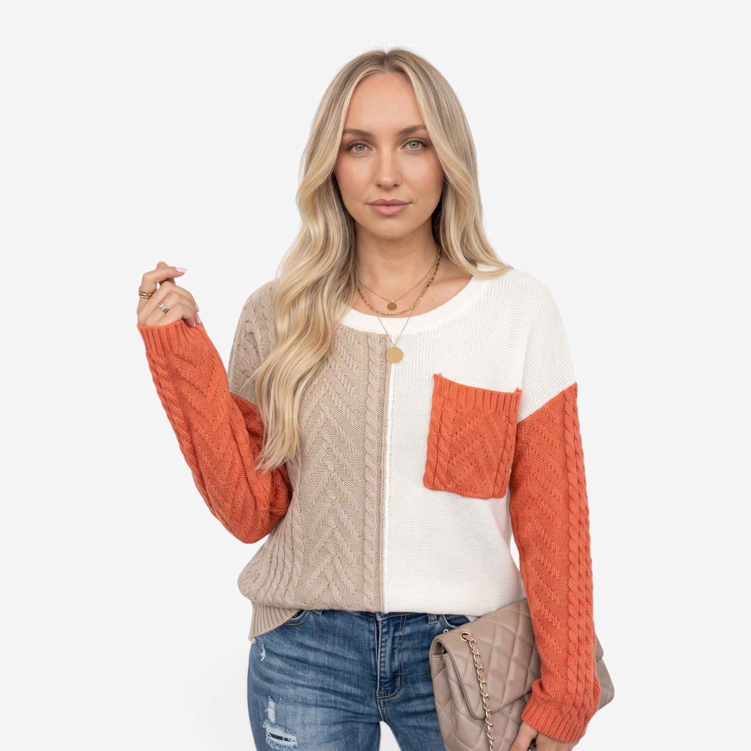 Jersey de Punto con Bloques para Mujer